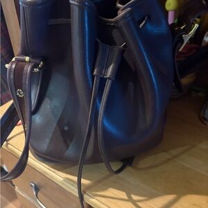 Elegant Brown Leather Bucket Bag